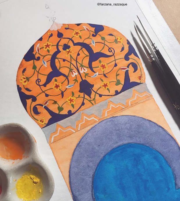 02 -Learn to Paint a Divine Dome in Persian Miniature style.
