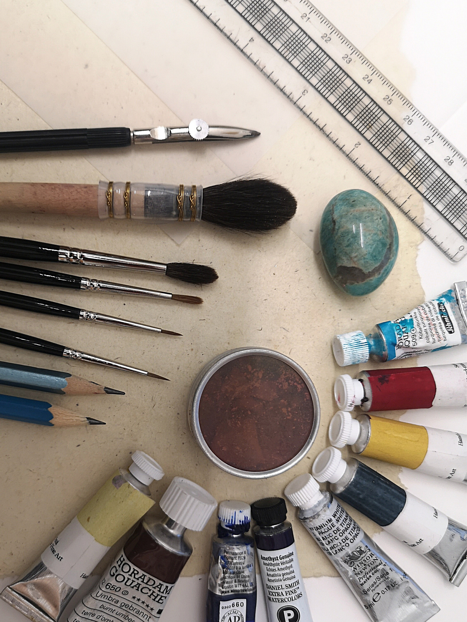 Miniature paints + brush and tools